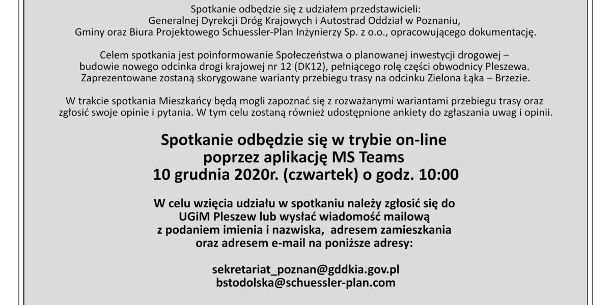 informacje dotyczące obwodnicy i spotkania