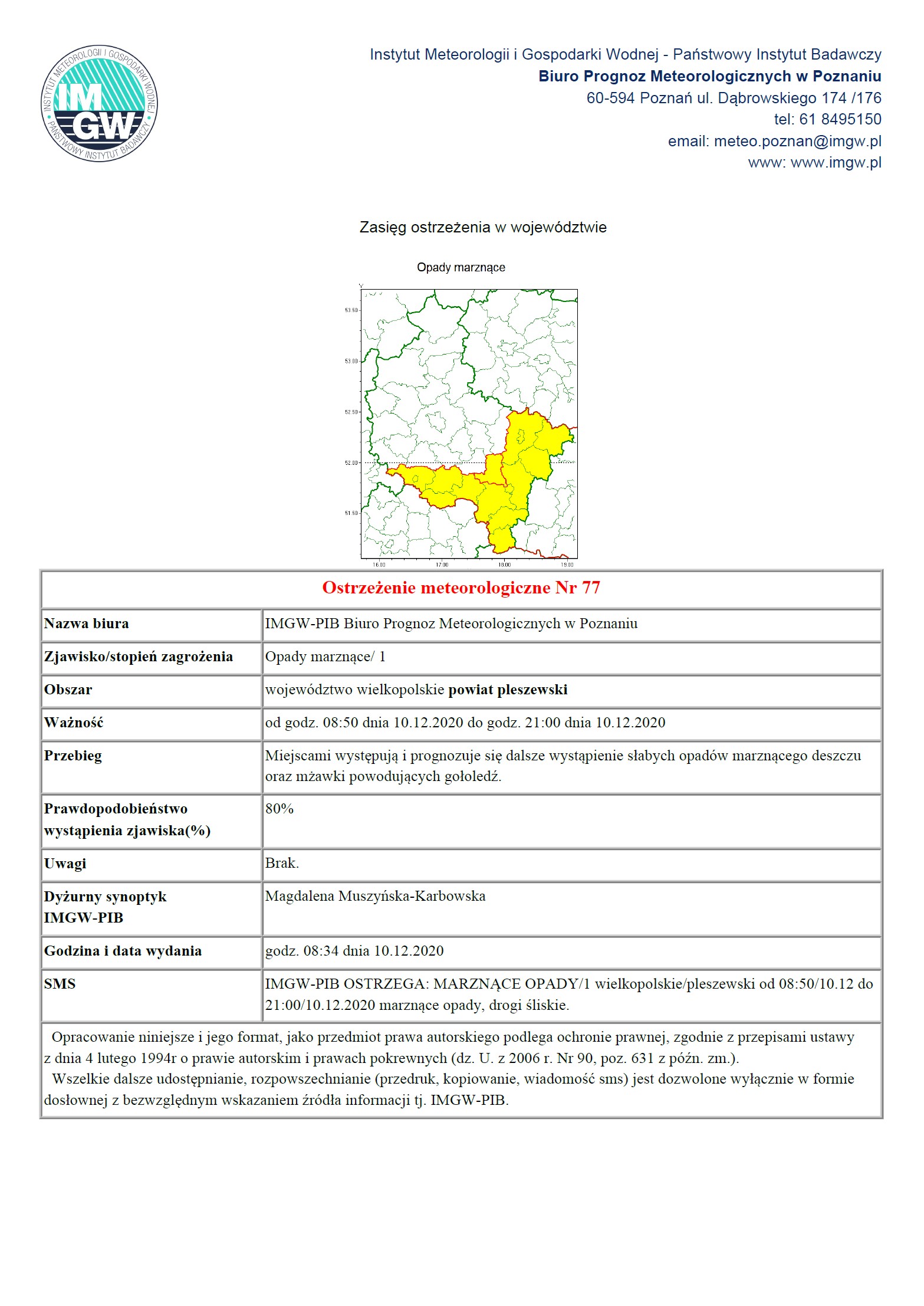 komunikat meteorologiczny