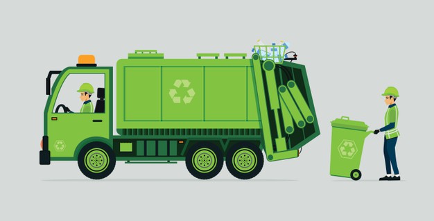 Grafika przedstawiająca odbiór śmieci