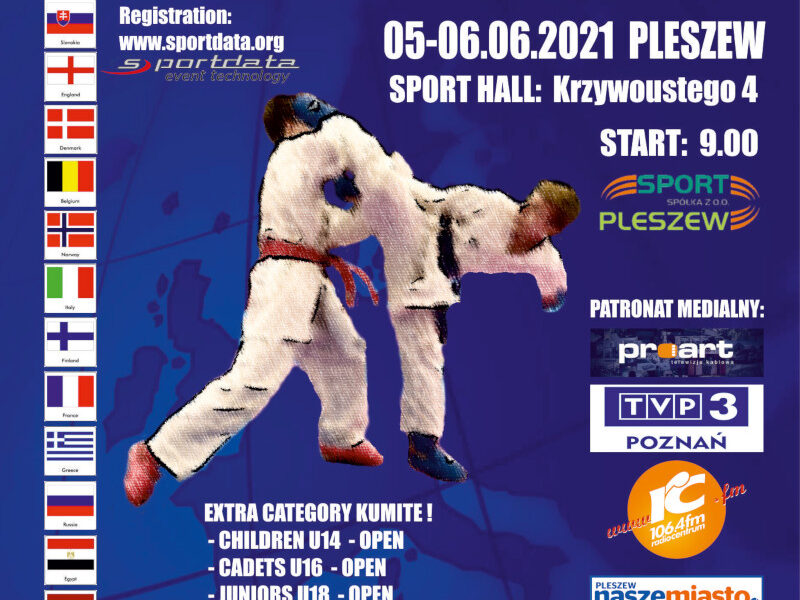 Plakat zawodów karate w Pleszewie
