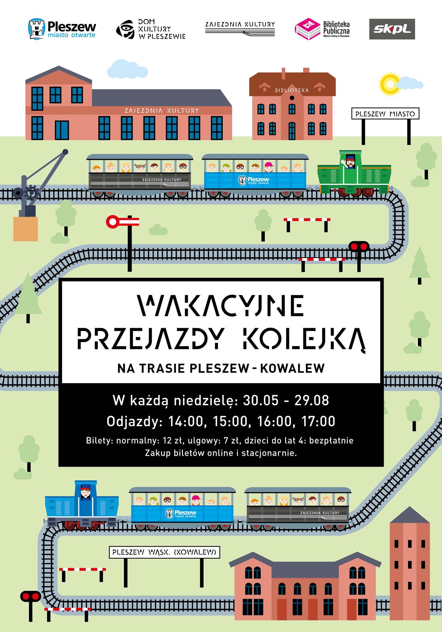 zdjęcie przedstawia plakat promujący przejazdy koleją wąskotorową