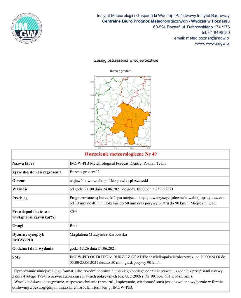 treść ogloszenia meteo