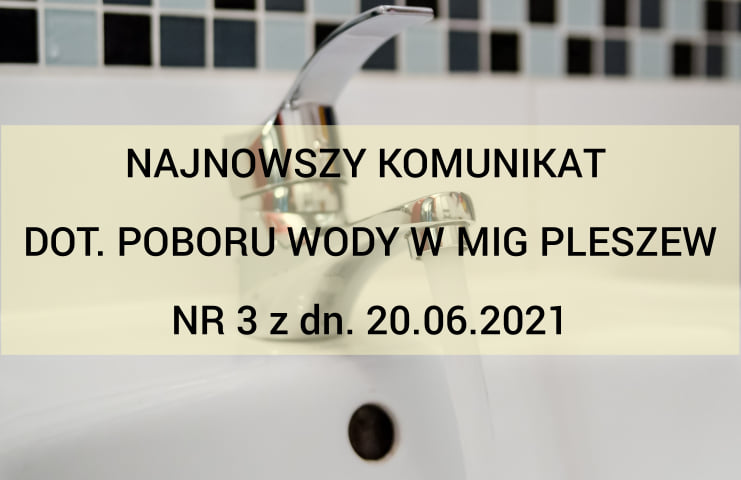 treść komunikaty o poborze wody na tle wody lejącej się z kranu