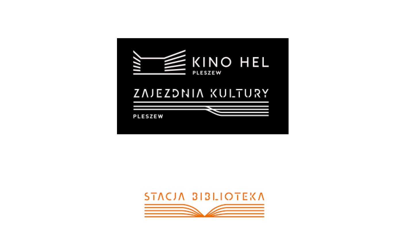 logotyp kina hel, logotyp Zajezdni Kultury, logotyp Stacji Biblioteka